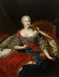 Porträtt av Johanna-Elizabeth, kurfurstin av Anhalt-Zerbst, ca 1746